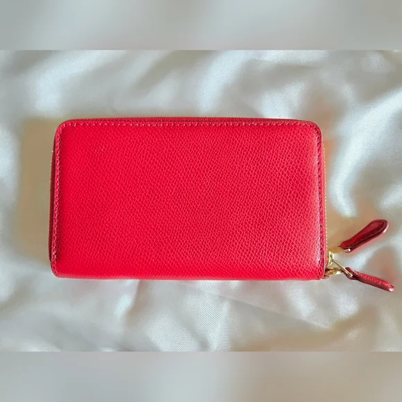 Coach Cherry Red Leather Double Zip Wallet - Picture 2 of 14